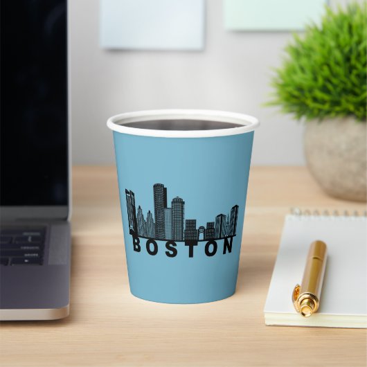 Gobelets En Papier Boston Skyline Silhouette  (Insitu)