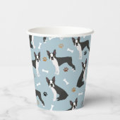 Gobelets En Papier Boston Terrier Bones and Paws (Verso)
