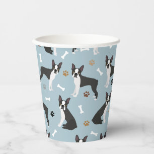 Gobelets En Papier Boston Terrier Bones and Paws