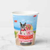 Gobelets En Papier Boston Terrier Chien Valentine's Day Truck Hearts (Verso)