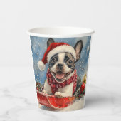 Gobelets En Papier Boston Terrier Dog in Sledge Let it Neige Noël (Verso)