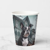 Gobelets En Papier Boston Terrier Halloween Épouvantable (Verso)