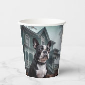 Gobelets En Papier Boston Terrier Halloween Épouvantable (Recto)