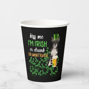 Gobelets En Papier Boston Terrier Kiss Me Je suis Irlandais, Irlandai