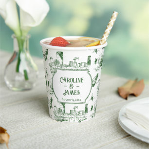 Gobelets En Papier Boston Toile Forest Green Coupe de papier personna