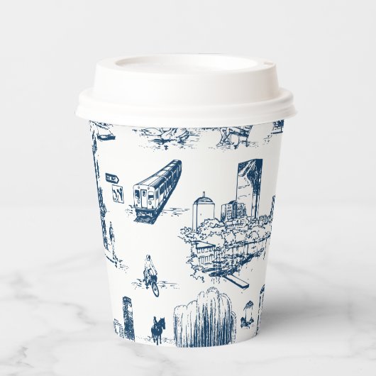 Gobelets En Papier Boston Toile Navy (Recto)