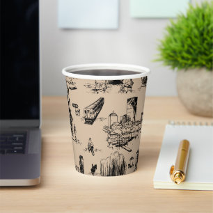 Gobelets En Papier Boston Toile noir et tan