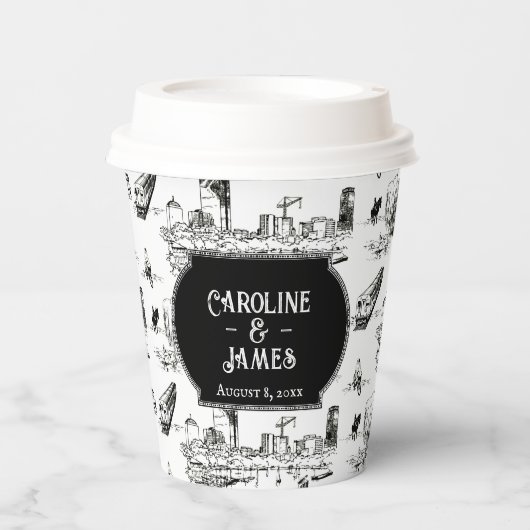 Gobelets En Papier Boston Toile Personnalisé Mariage Paper Cup (Recto)