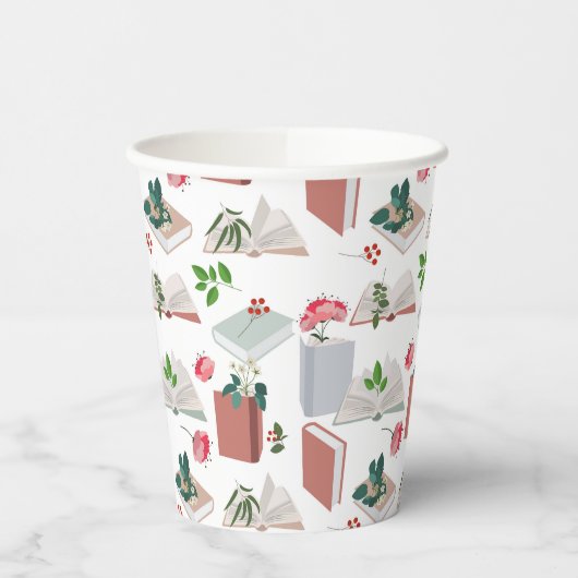 Gobelets En Papier Botanique Livres & Bibliothèque Motif de lecture (Gauche)