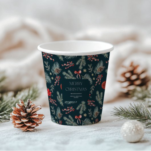 Gobelets En Papier Botaniques d'hiver | Noël Monogramme
