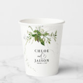 Gobelets En Papier Botaniques vertes Aquarelle Mariage de calligraphi (Verso)