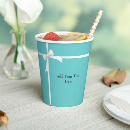 Gobelets En Papier Botte blanche sur bleu Turquoise (Insitu)