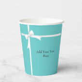Gobelets En Papier Botte blanche sur bleu Turquoise (Verso)
