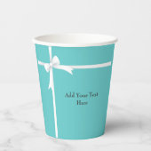 Gobelets En Papier Botte blanche sur bleu Turquoise (Recto)