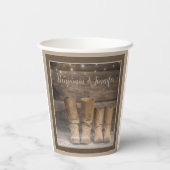 Gobelets En Papier Botte de cowboy de l'Ouest Monogramme de grange ru (Verso)