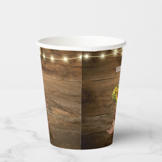 Gobelets En Papier Bottes de Cow-boy Tournesol Mariage Western (Droite)