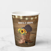 Gobelets En Papier Bottes de Cow-boy Tournesol Mariage Western (Recto)