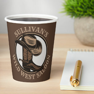 Gobelets En Papier Bottes de cowboy Occidentales Wild West personnali