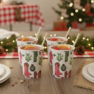 Gobelets En Papier Bottes de la petite fille de Noël de l'Ouest