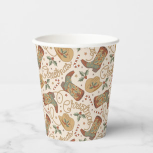 Gobelets En Papier Bottes de Noël de l'Ouest et Motif Casquette