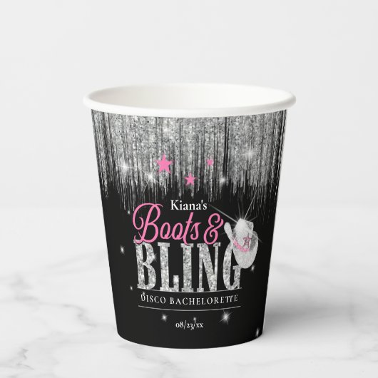 Gobelets En Papier Bottes et Bling Disco Bachelorette ID925 (Verso)