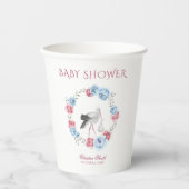 Gobelets En Papier Bouche d'aquarelle bleu et rose pâle couronne de f (Recto)