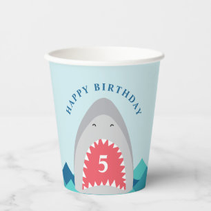 Gobelets En Papier Bouchée de requin anniversaire Coupes de papier de