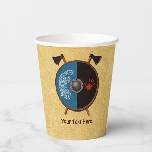 Gobelets En Papier Bouclier viking et axes (Verso)