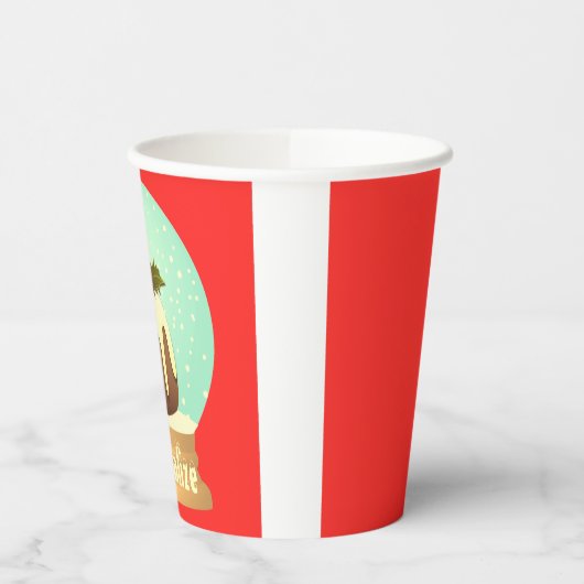 Gobelets En Papier Boudin boudin neige globe tourteau d'hiver rouge v (Gauche)
