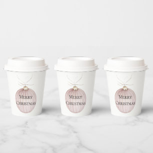 Gobelets En Papier Boug de café de Noël rose pâle