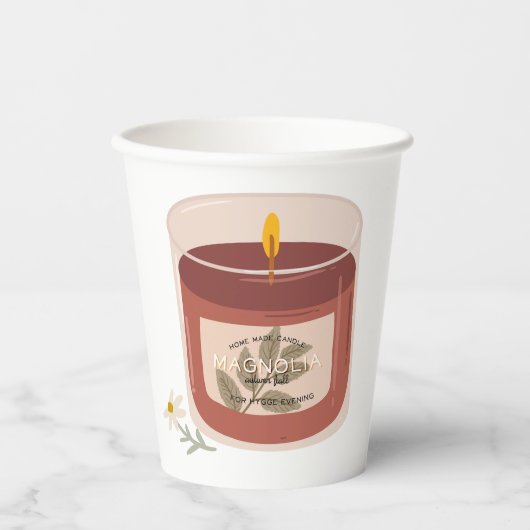 Gobelets En Papier Bougie de Magnolia d'automne rustique (Recto)