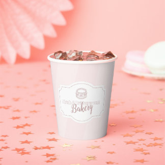Gobelets En Papier Boulangerie de gâteaux rose Pastel personnalisée