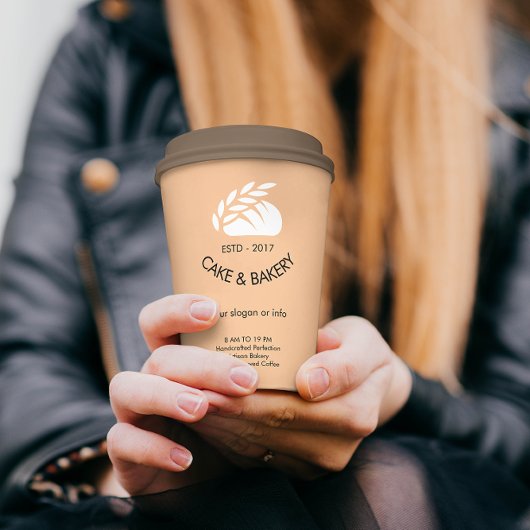 Gobelets En Papier Boulangerie Logo Affaires Texte noir rose moderne