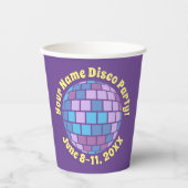 Gobelets En Papier Boule de disco violet rétro PERSONALISÉE (Recto)