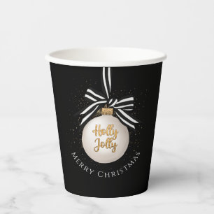 Gobelets En Papier Boule de Noël élégante noire et blanche Joyeux Noë