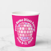 Gobelets En Papier Boule Disco Rose Retro PERSONNALISÉE (Recto)