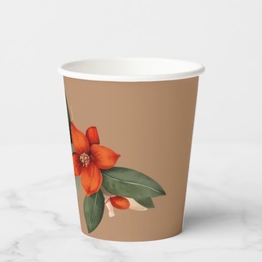 Gobelets En Papier Bouquet de Boho avec fleurs de feu (Verso)