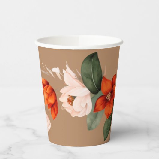 Gobelets En Papier Bouquet de Boho avec fleurs de feu (Gauche)