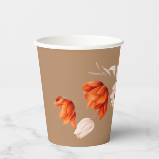 Gobelets En Papier Bouquet de Boho avec fleurs de feu (Recto)