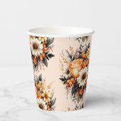 Gobelets En Papier Bouquet de fleurs gris orange (Verso)