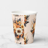 Gobelets En Papier Bouquet de fleurs gris orange (Droite)