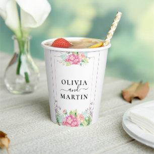 Gobelets En Papier Bouquet de jardin sélection florale mariage gobele