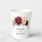 Gobelets En Papier Bourgogne Champagne Ivory Mauve Rose Floral Mariag (Recto)