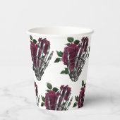 Gobelets En Papier Bourgogne Floral Squelette main gothique (Verso)