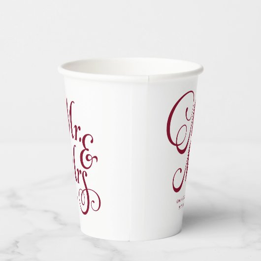 Gobelets En Papier Bourgogne m et mrs moderne rustique personnalisé (Droite)