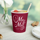 Gobelets En Papier Bourgogne Monsieur & Madame mariage rustique perso<br><div class="desc">Burgundy,  M. et Mme Moderne Rustique style personnalisé mariage Cups en papier</div>