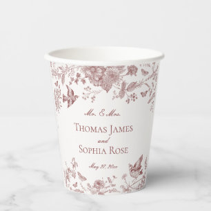 Gobelets En Papier Bourgogne Toile De Jouy Vintage Floral Mariage
