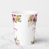 Gobelets En Papier Bourgogne violet Rose Rustique Floral Anniversaire (Droite)