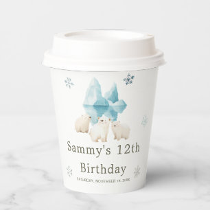 Gobelets En Papier Bours polaires d'hiver mignons Fête d'anniversaire