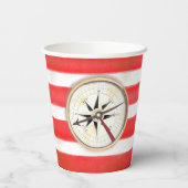 Gobelets En Papier boussole pirate rayée (Verso)